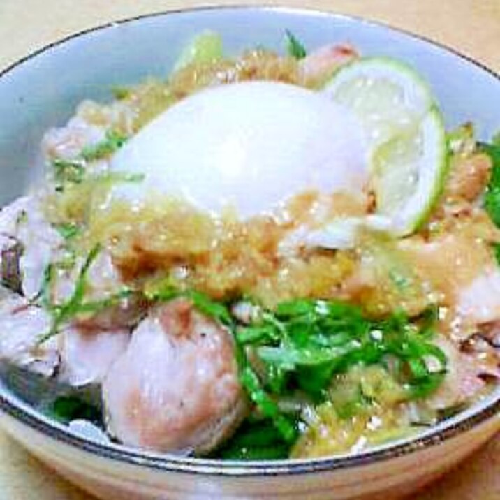 ぱりぱりチキンのさっぱり!親子丼